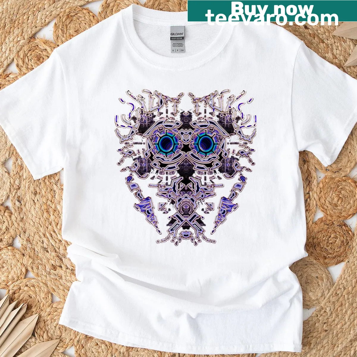 Abstract robot drone graphic design on a t-shirt — on a men's t-shirt