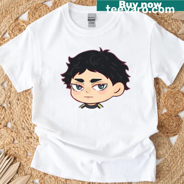 Akaashi chibi head graphic t-shirt for Haikyu fans