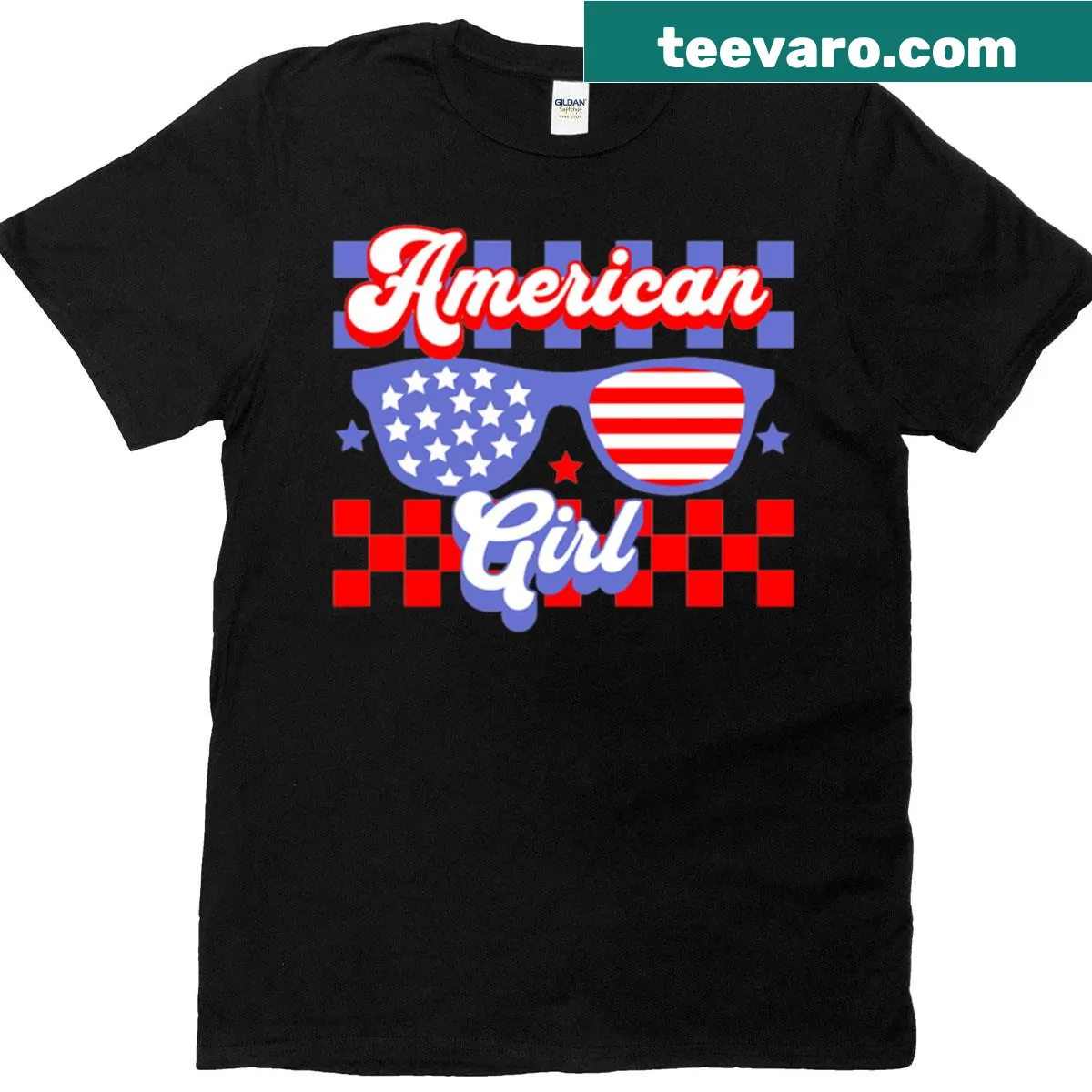 Retro American sunglasses t-shirt with nostalgic design — on a men's t-shirt