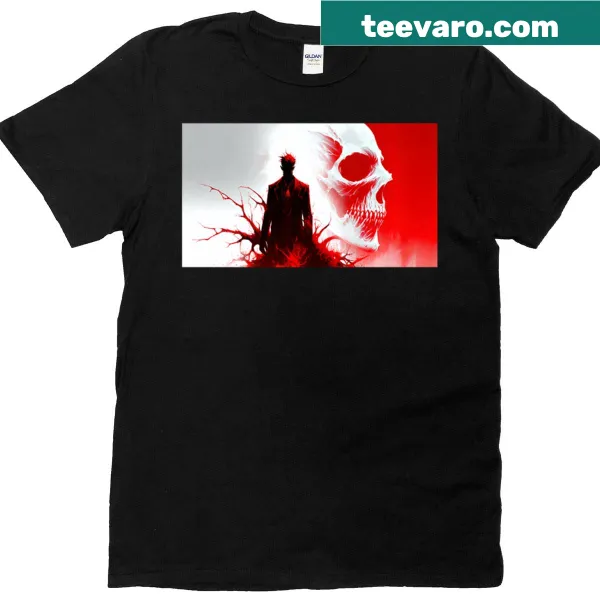 Artistic graphic depicting anatomy of a scarlet shadow on T-shirt