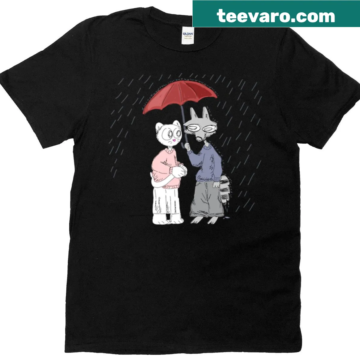 T-shirt with illustration of April showers and flowers — on a men's t-shirt