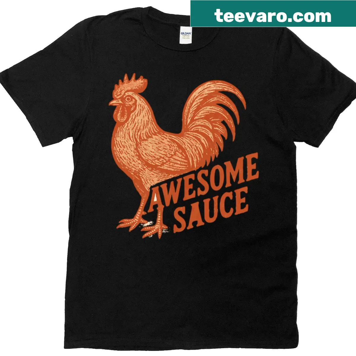 Cartoon rooster graphic on a t-shirt — on a men's t-shirt