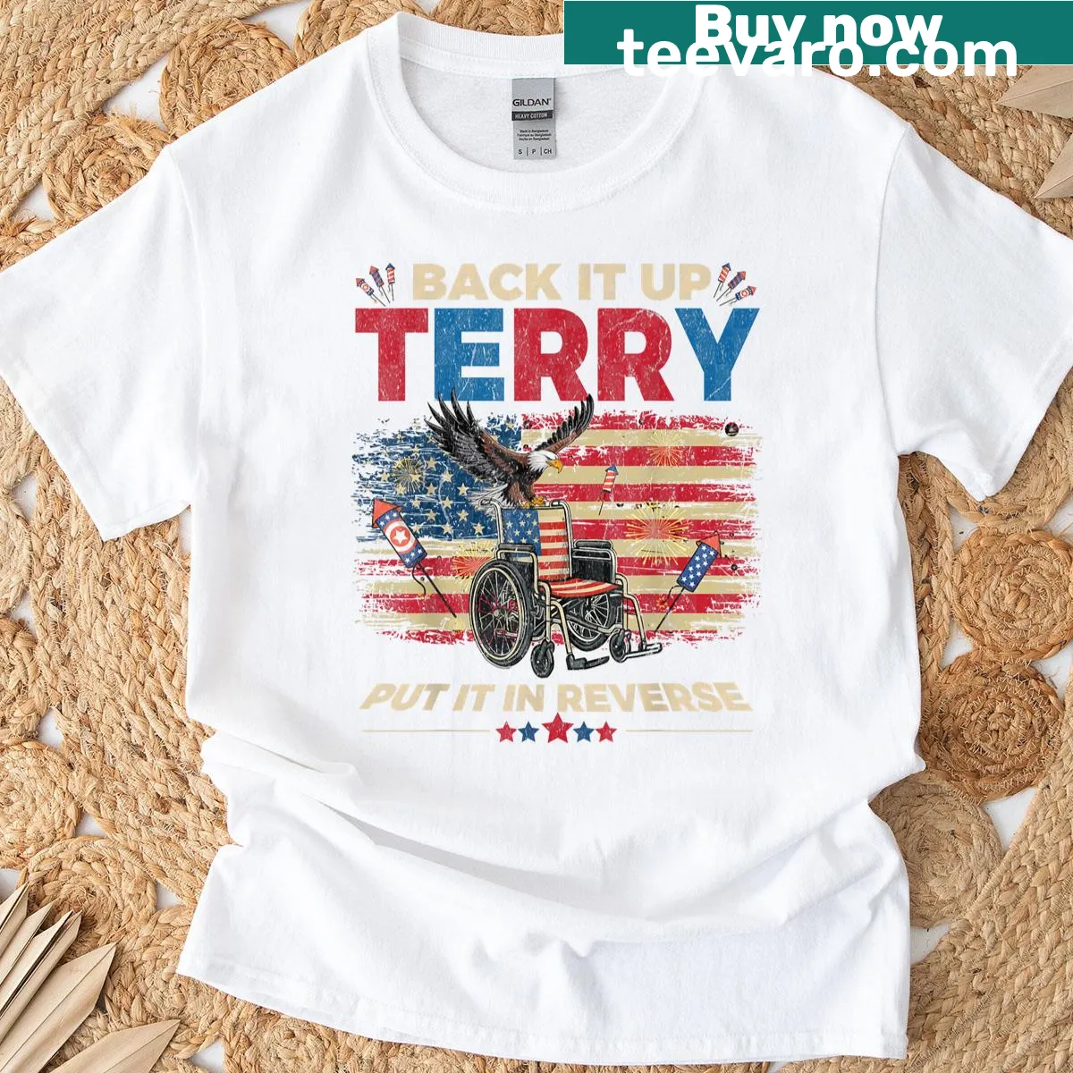 Funny graphic reading Back Up Terry Put It In Reverse on a t-shirt — on a men's t-shirt