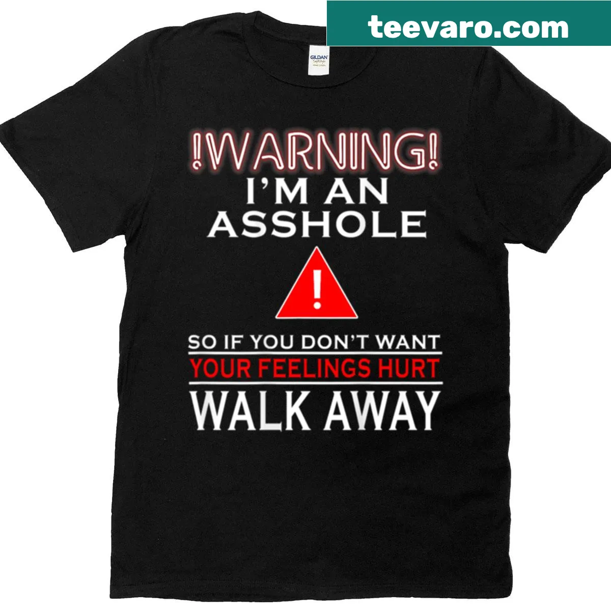 T-shirt with bold warning message about feelings — on a men's t-shirt