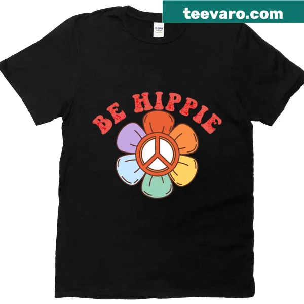 Illustrated T-shirt with a positive message promoting peace and love