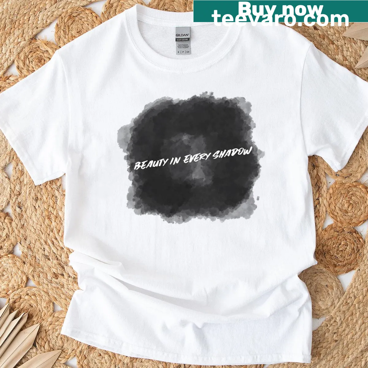 Charcoal drawing design showcasing shadows on t-shirt — on a men's t-shirt