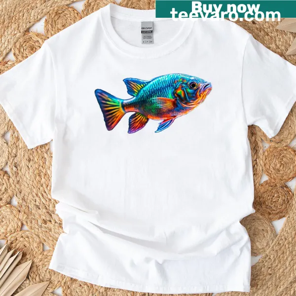 Illustration of a bioluminescent fish on a t-shirt