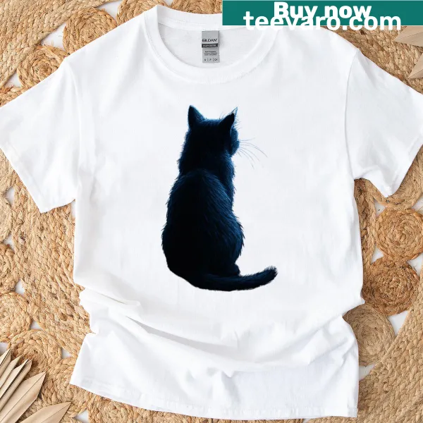 Illustration of a black cat amidst a laundry theme