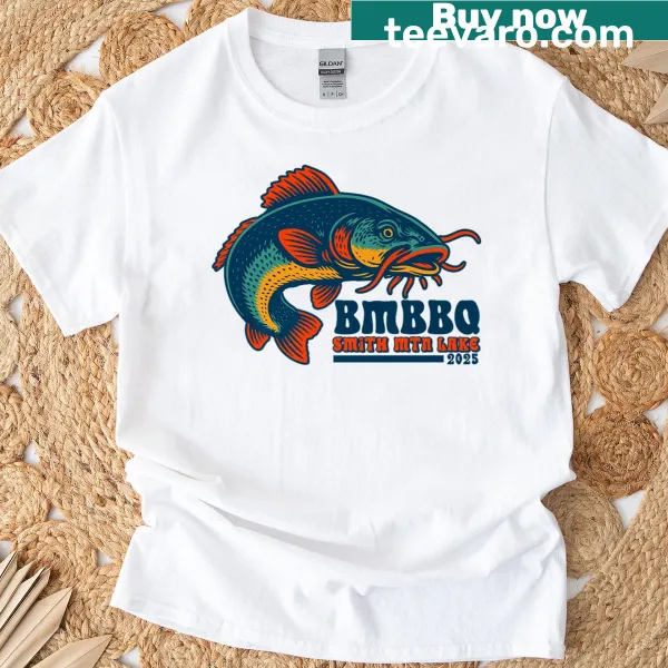 Cartoon catfish logo graphic on T-shirt