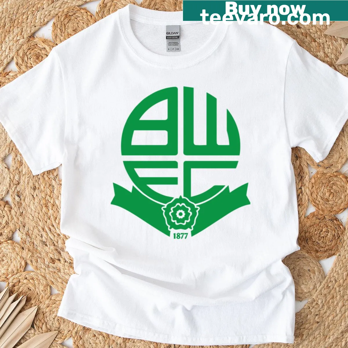 Vintage football crest t-shirt for Bolton Wanderers FC fans. — on a men's t-shirt