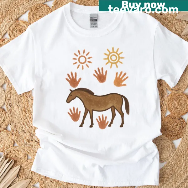 Cave art-inspired horse design on a T-shirt