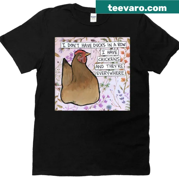 Whimsical chicken design on a fun t-shirt for animal lovers.