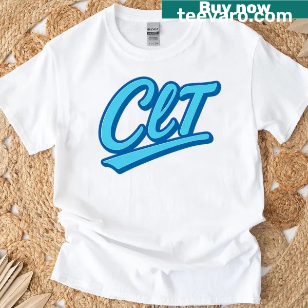 Script swoosh design with Charlotte city code on a t-shirt