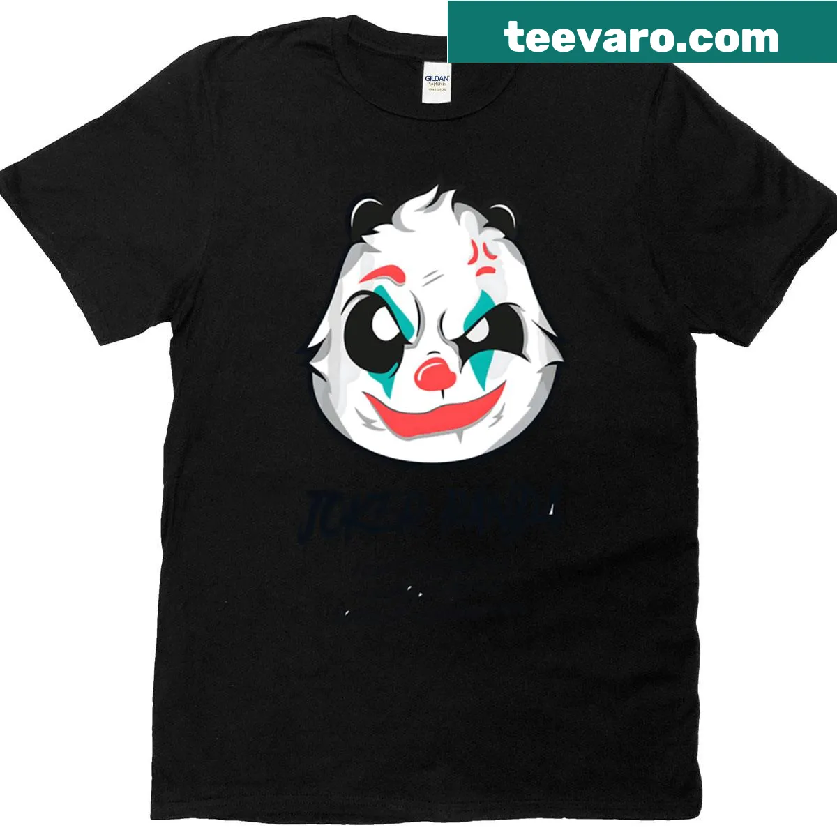 Cartoon panda graphic on a playful prosperity-themed T-shirt — on a men's t-shirt