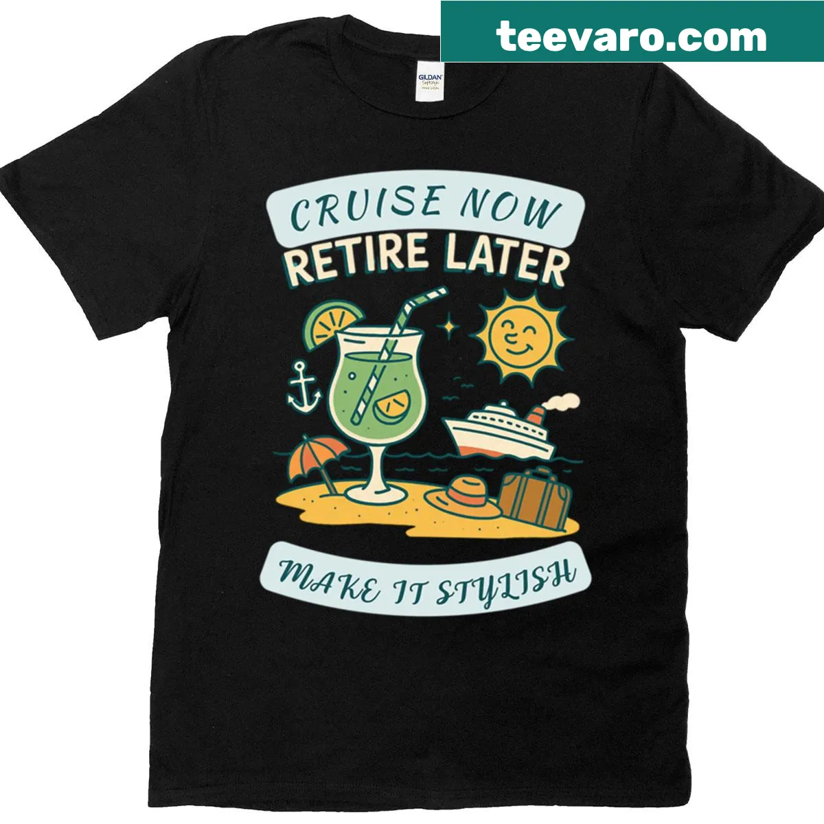 Inspirational typography on a vacation vibes T-shirt — on a men's t-shirt