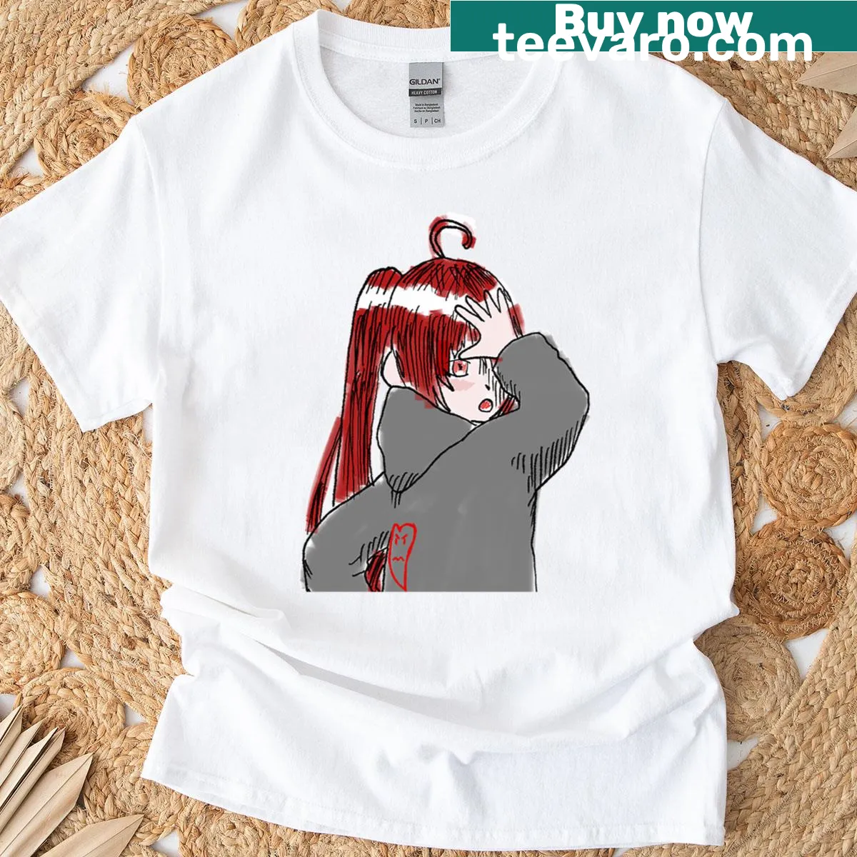 Illustrated devil girl T-shirt design with playful expression — on a men's t-shirt