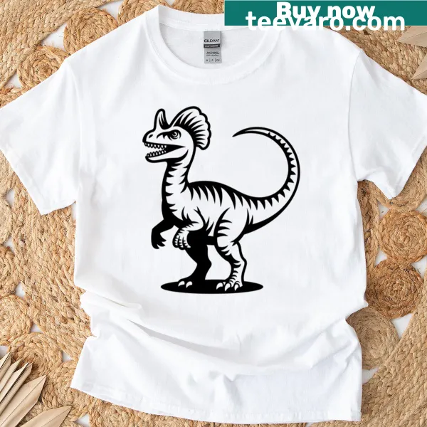 Illustrated Dilophosaurus dinosaur T-shirt design