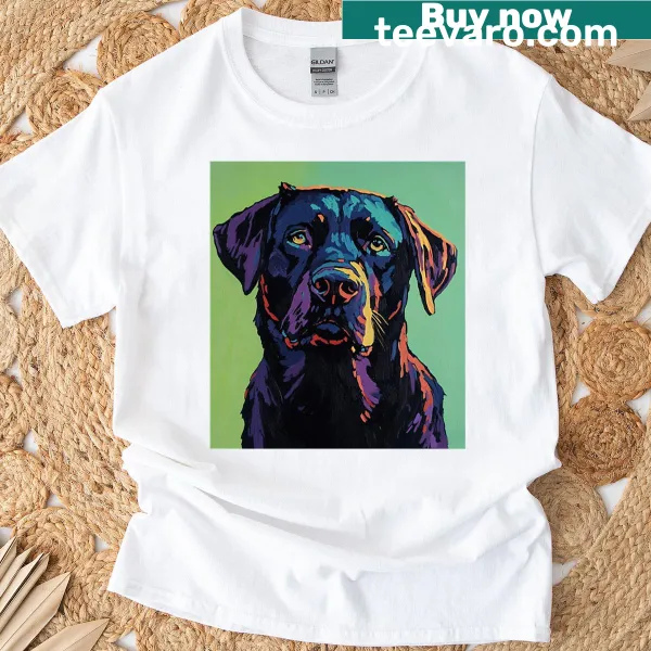 Cute illustration of a black retriever puppy on a T-shirt