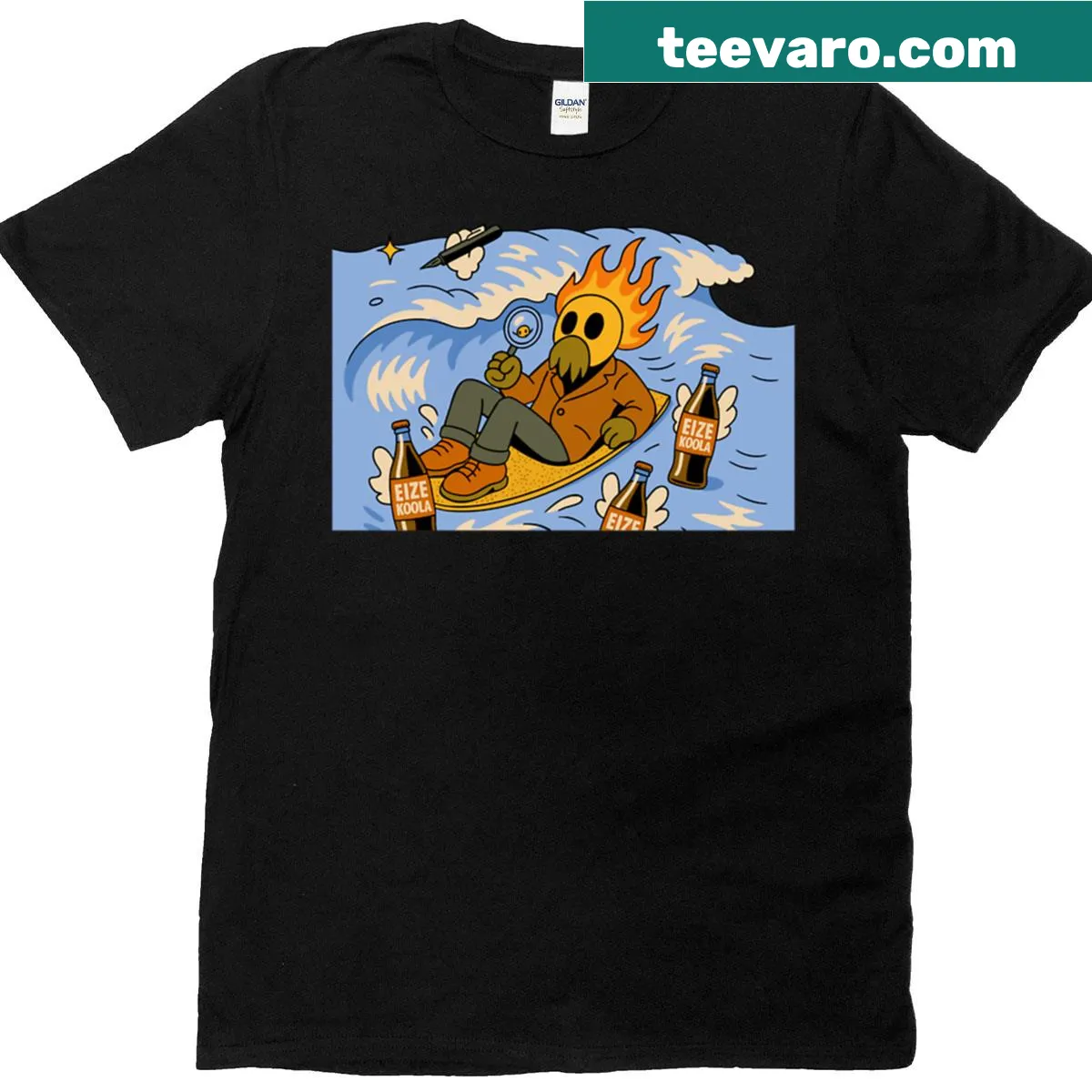 Inspirational T-shirt with 'Surf The Waves Of The Mind' typography. — on a men's t-shirt