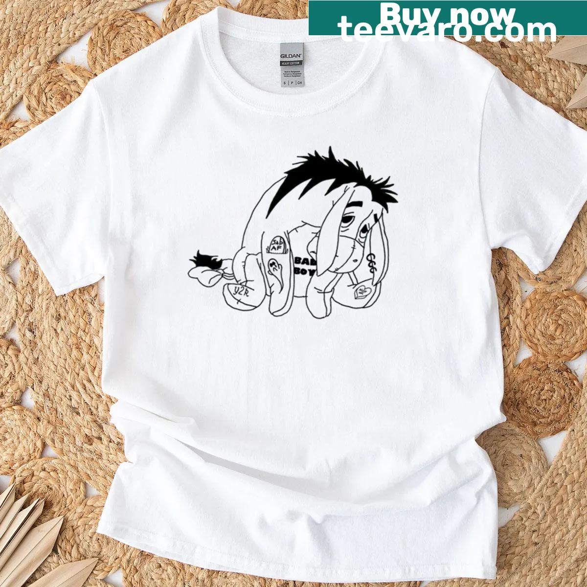 Cartoon Emo Eeyore design on a T-shirt. — on a men's t-shirt