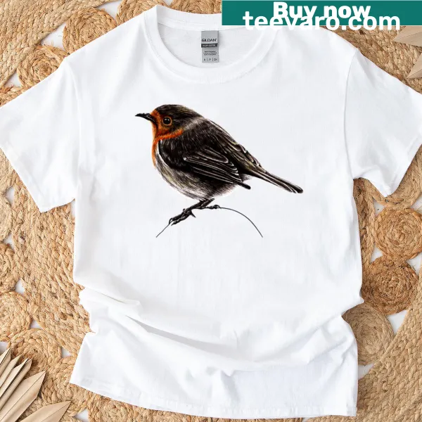 Illustration of a European Robin on a T-shirt
