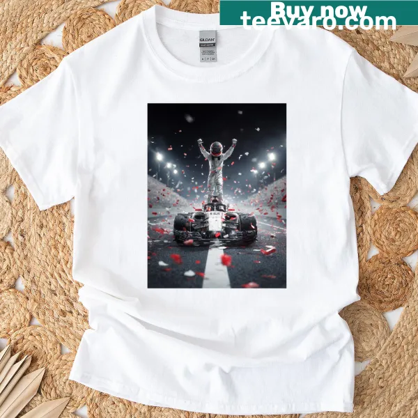 Dynamic graphic of a race car on an F1 t-shirt
