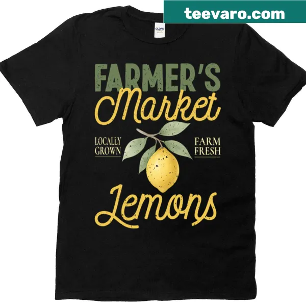 Retro lemon graphic T-shirt inspired by farmers market charm