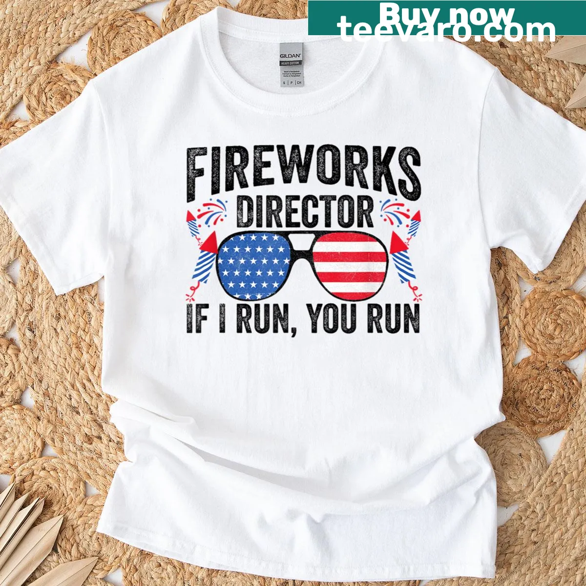 Funny Fourth of July t-shirt with Fireworks Director quote — on a men's t-shirt