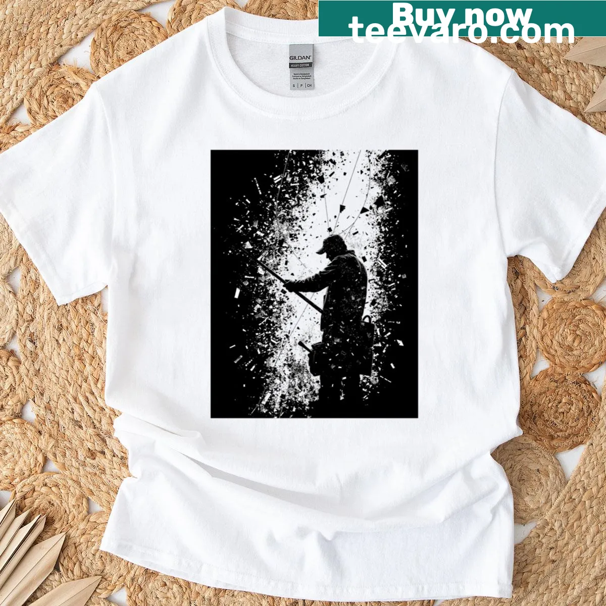 Graphic T-shirt celebrating the love of fishing — on a men's t-shirt
