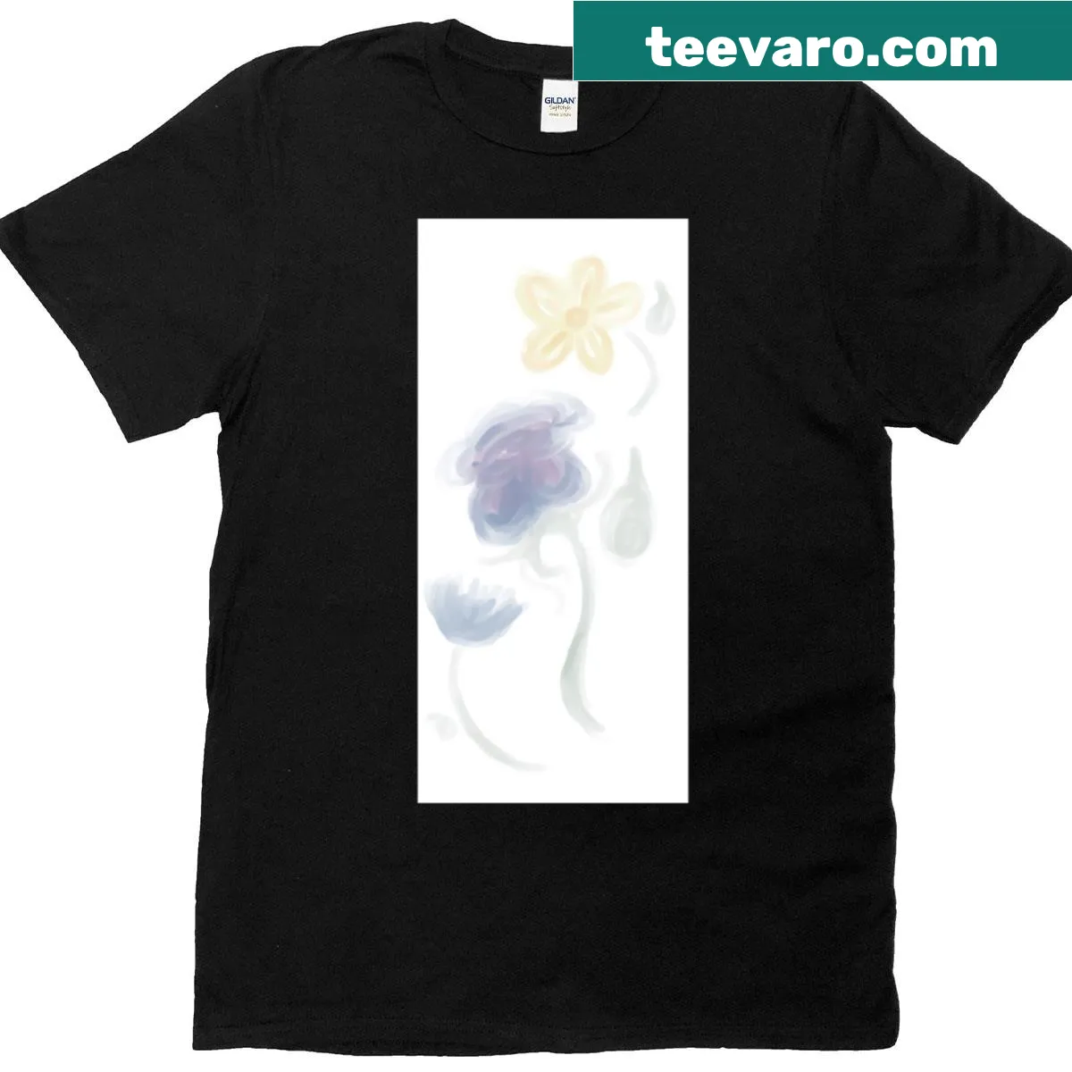 Playful typography T-shirt featuring the phrase 'Flores Felices' — on a men's t-shirt
