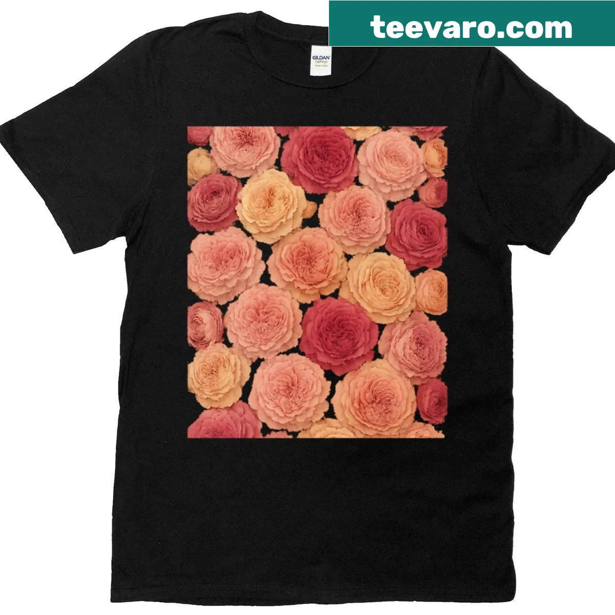 Yves Piaget roses graphic T-shirt — on a men's t-shirt