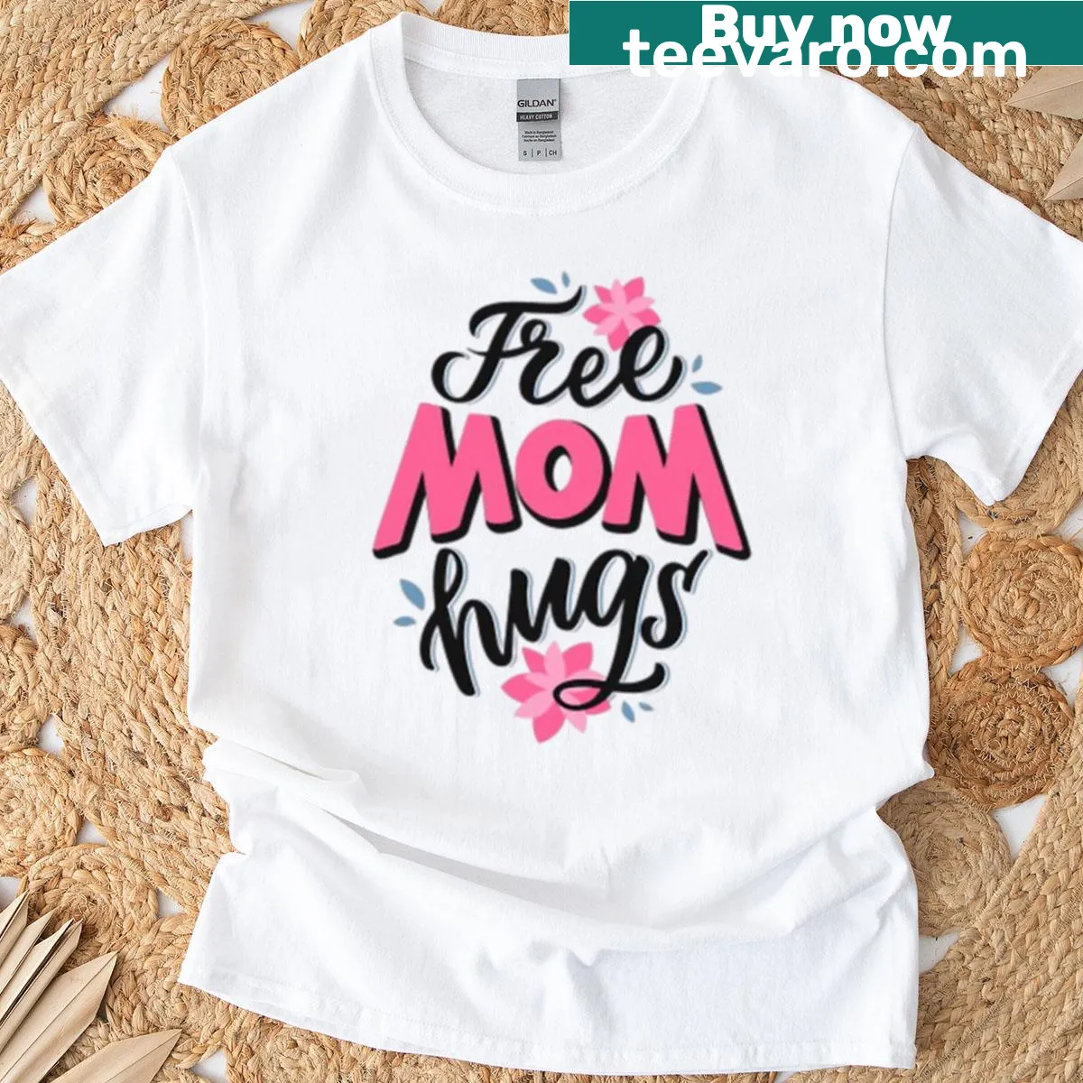 Inclusive T-shirt with 'Free Mom Hugs' for the LGBTQ+ community — on a men's t-shirt