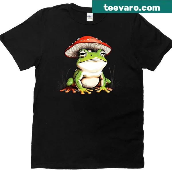Cartoon frog with mushrooms design