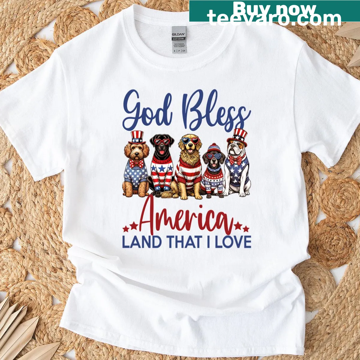 T-shirt with the phrase God Bless America — on a men's t-shirt