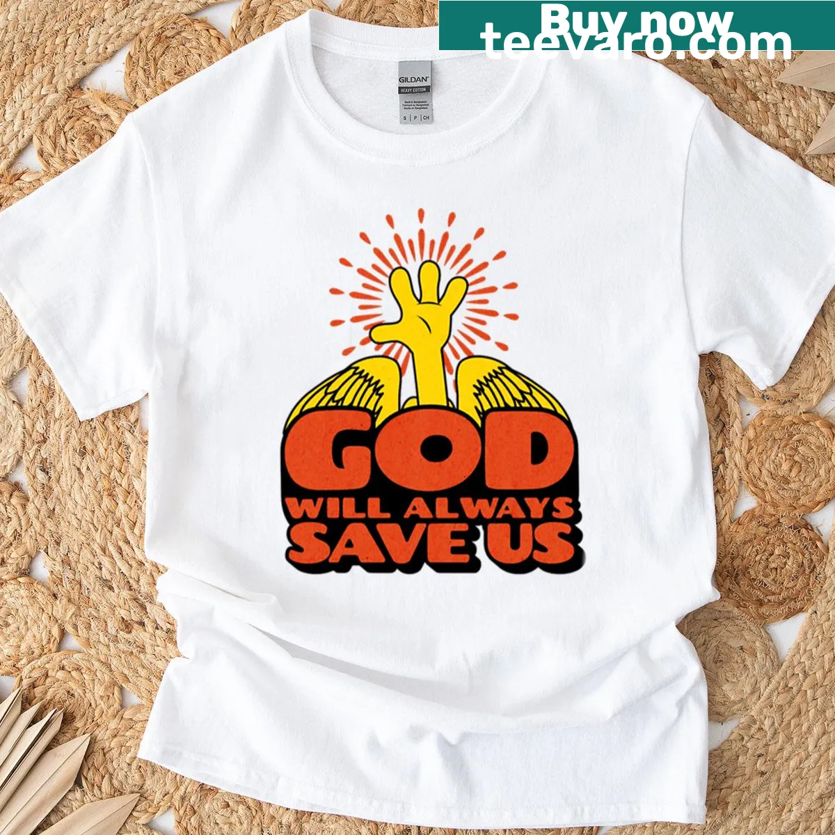 Retro graphic art T-shirt with a message of faith and hope — on a men's t-shirt