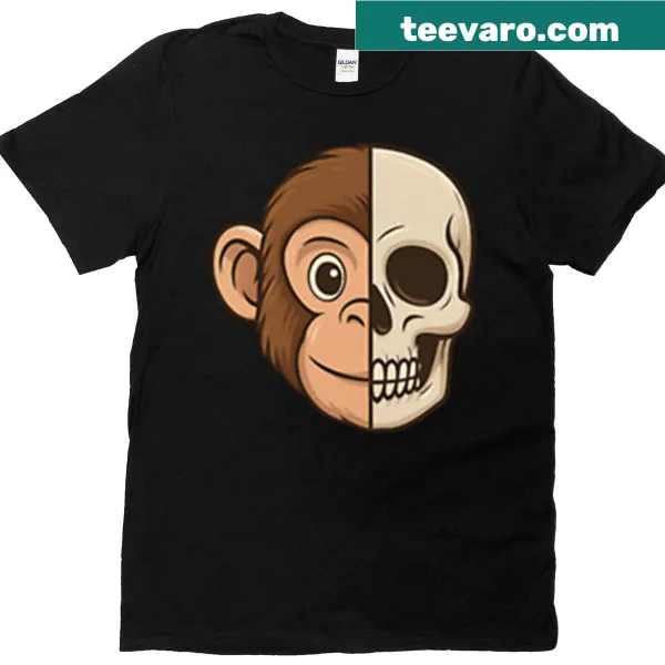 Edgy half monkey half skull design exploring primal instincts