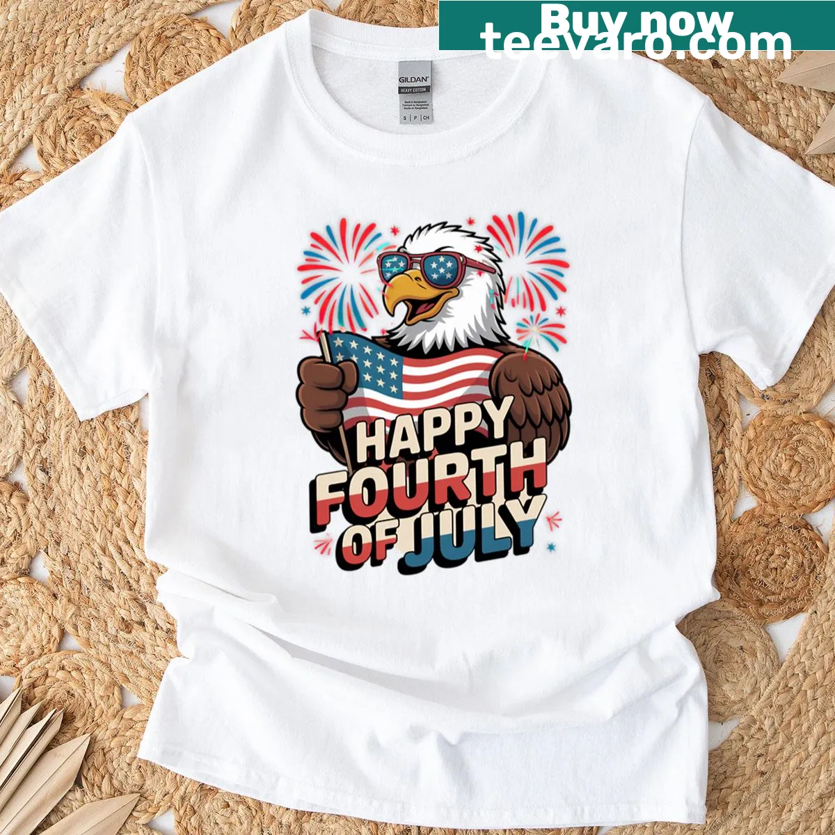 Typographic Happy Fourth of July T-shirt — on a men's t-shirt
