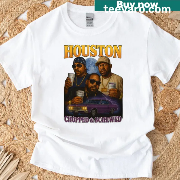 Houston Chopped Screwed T-shirt featuring bold text graphic