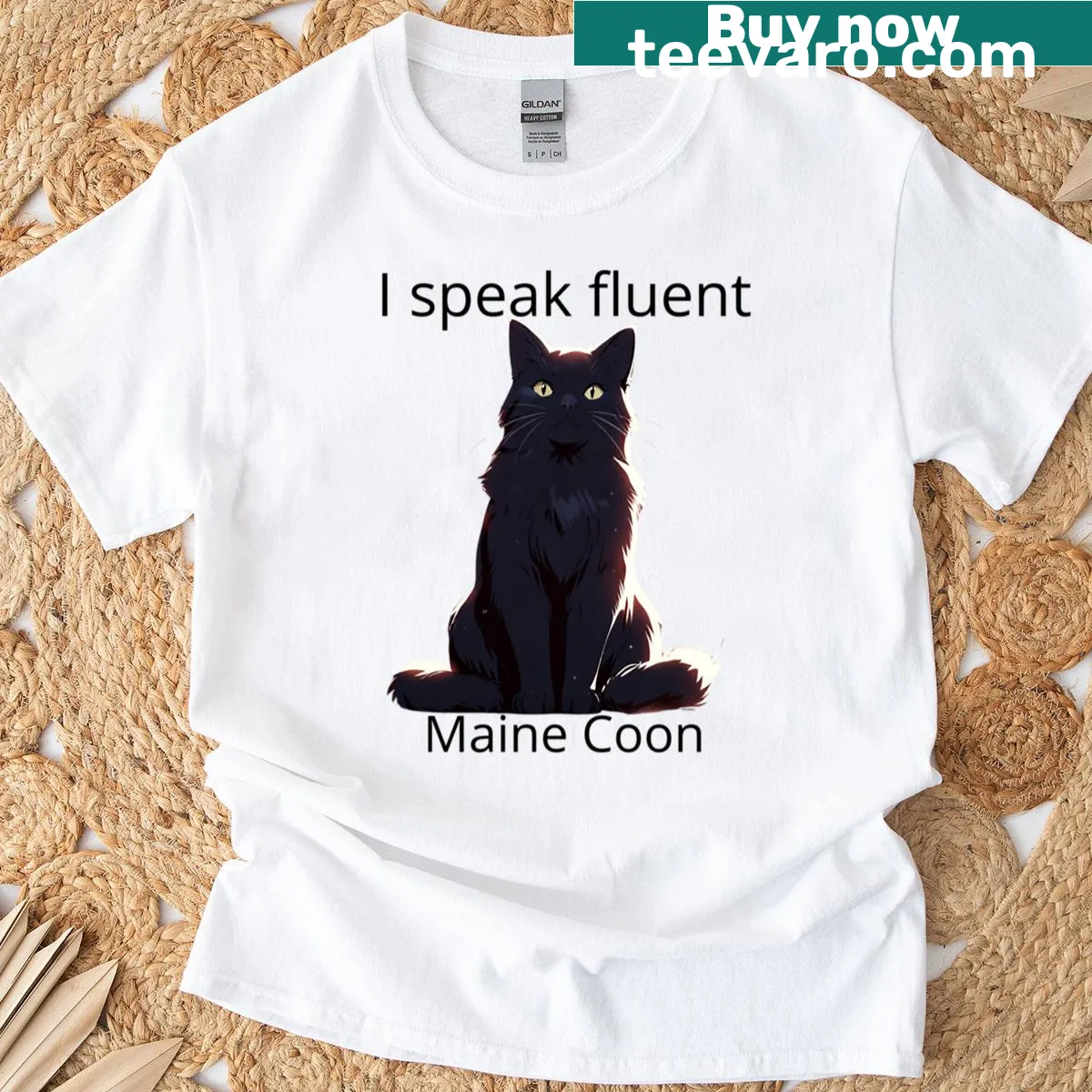 Funny T-shirt declaring 'I Speak Fluent Maine Coon' — on a men's t-shirt