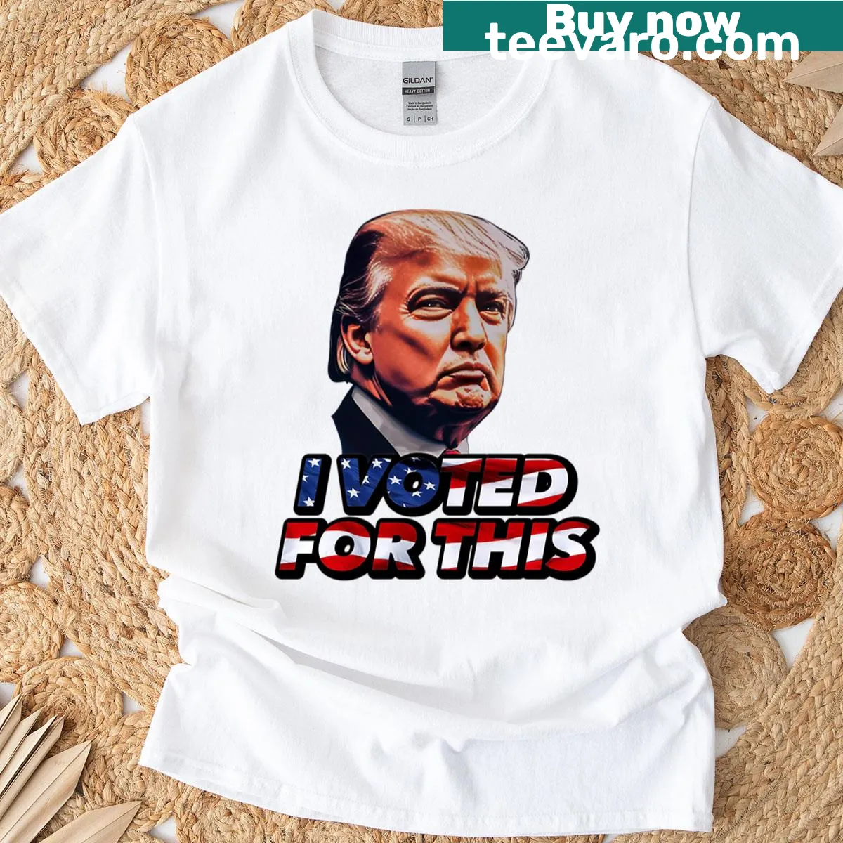 Graphic T-shirt stating 'I Voted For This' — on a men's t-shirt