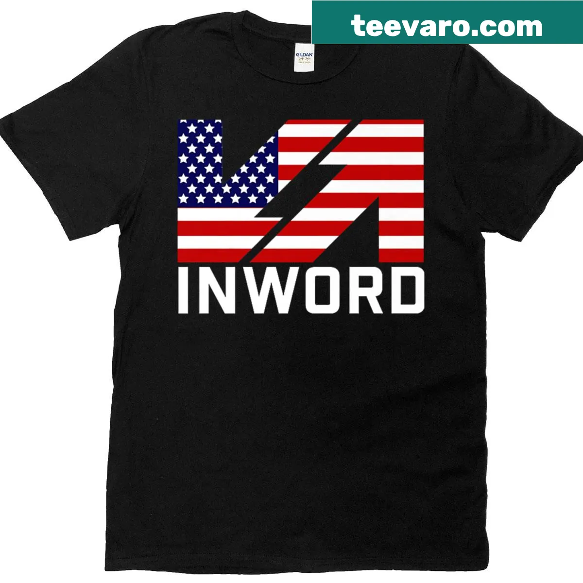 Bold patriotic text design on a t-shirt — on a men's t-shirt