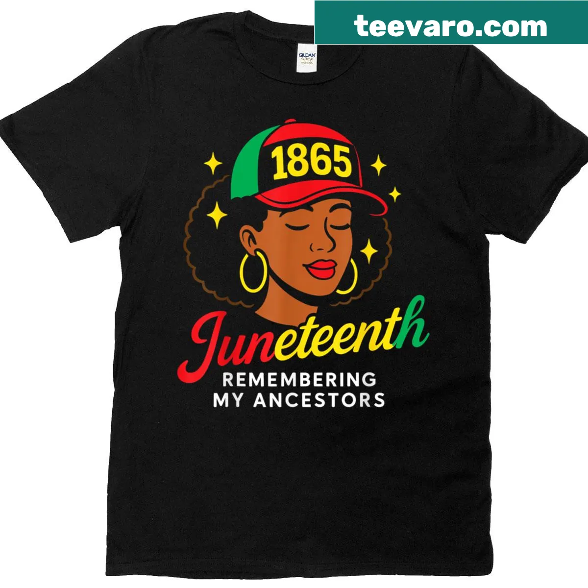 T-shirt honoring ancestors with a design celebrating Juneteenth — on a men's t-shirt