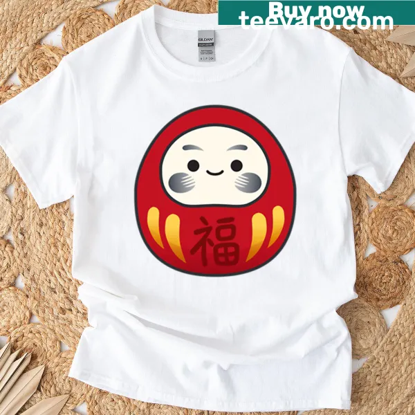 Kawaii Daruma doll illustration on a cute t-shirt