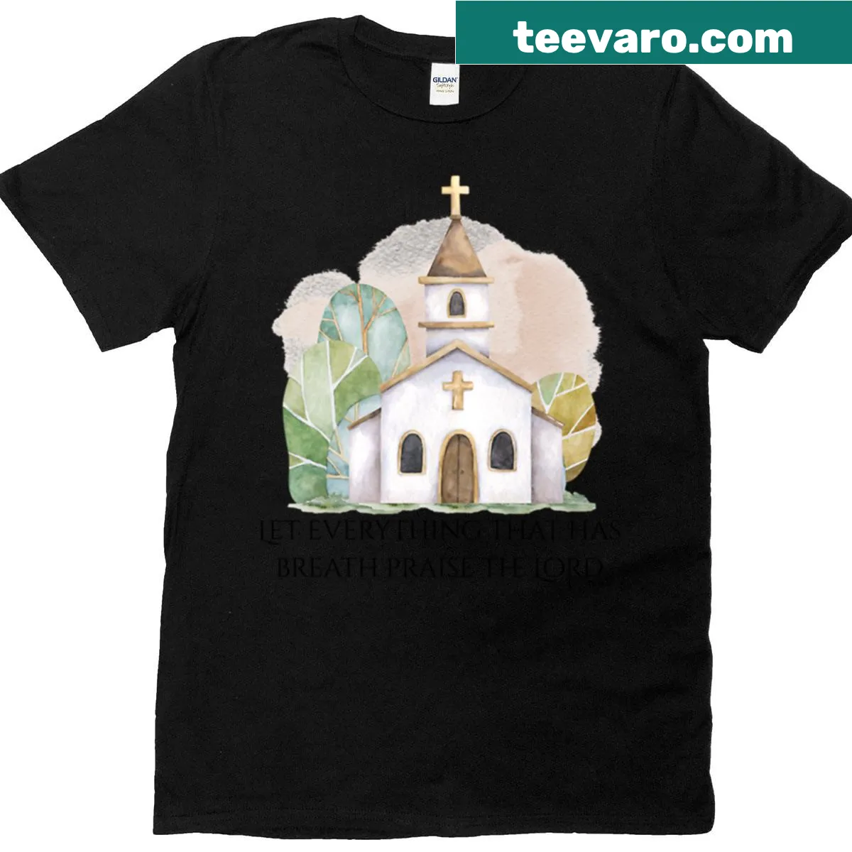 T-shirt with text encouraging praise to the Lord — on a men's t-shirt