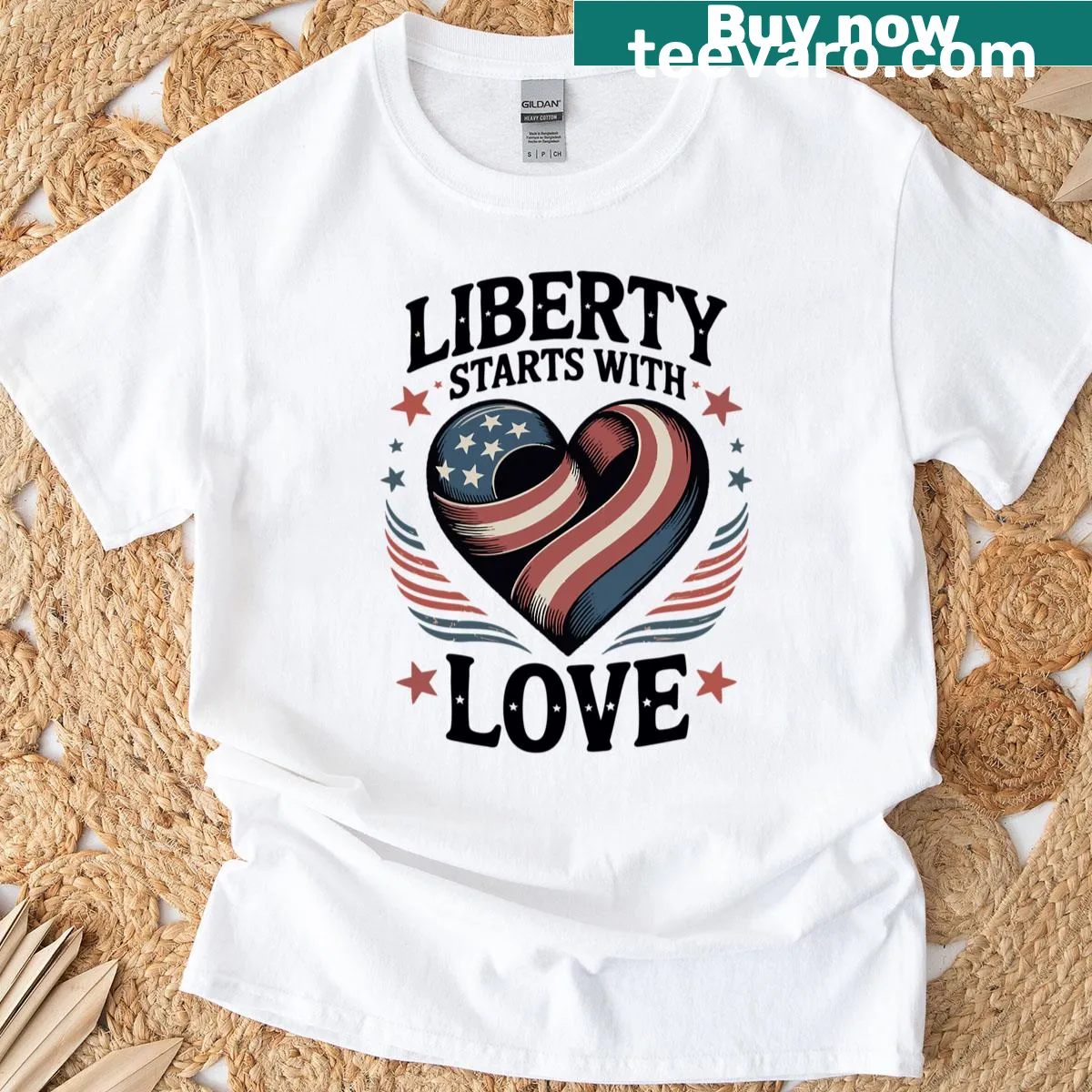 Heartfelt message 'Liberty Starts With A Mothers Love' on a t-shirt — on a men's t-shirt