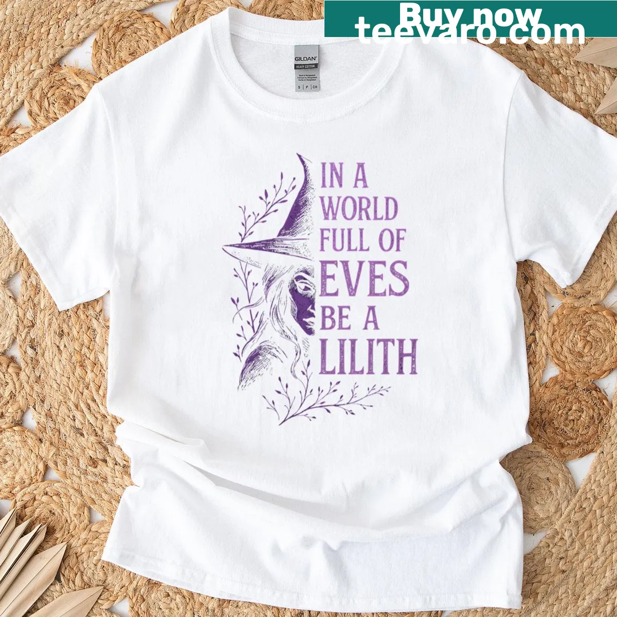 Typographic design shirt with 'Be A Lilith' for feminist empowerment — on a men's t-shirt