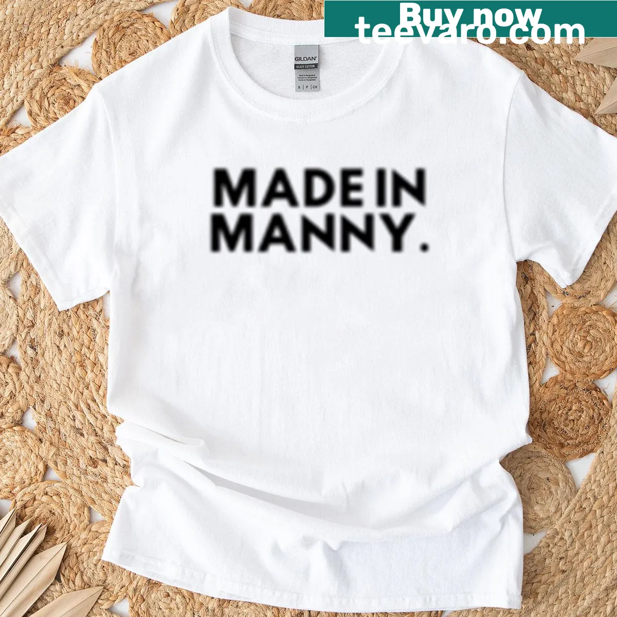 Made In Manny Manchester Pride T-shirt with bold typography — on a men's t-shirt