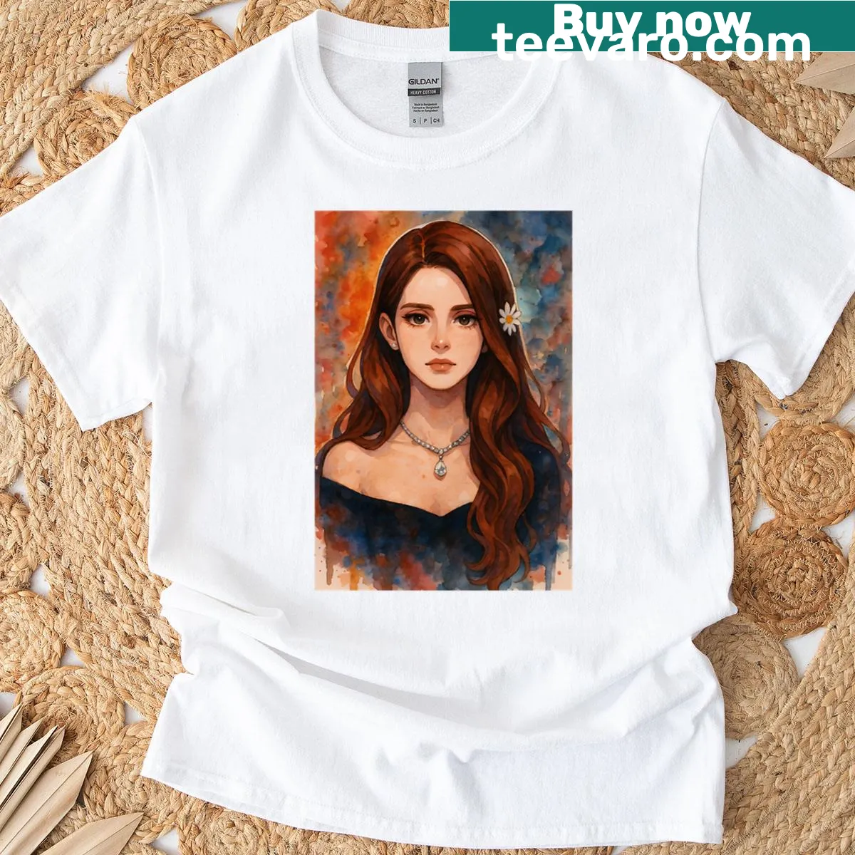 Anime portrait inspired by Lana Del Rey on a stylish T-shirt. — on a men's t-shirt