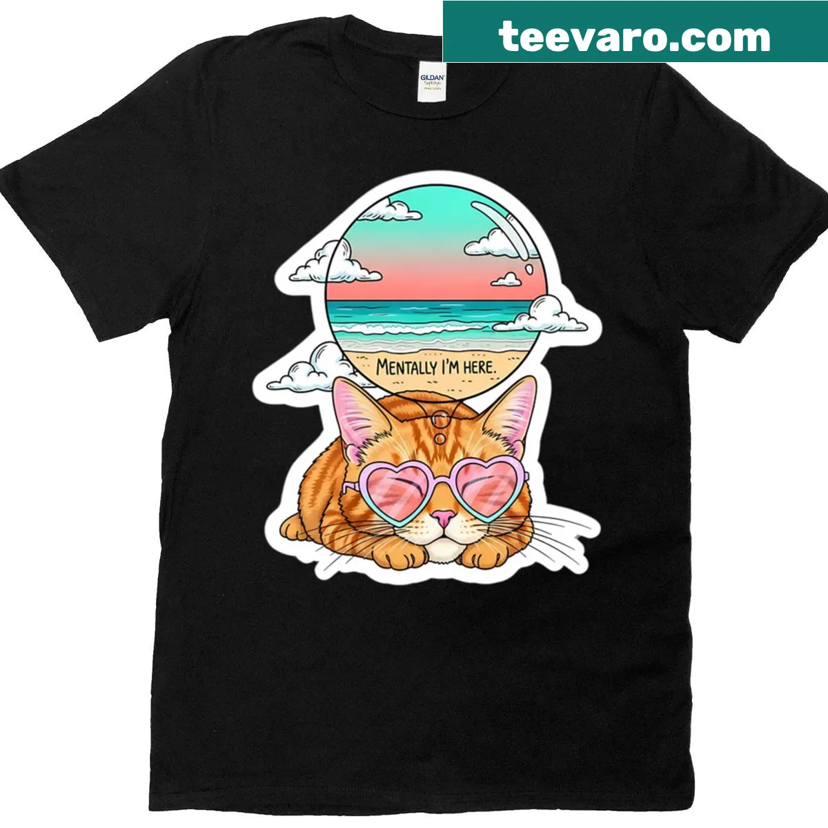 Funny cat-themed T-shirt featuring a ginger cat graphic — on a men's t-shirt