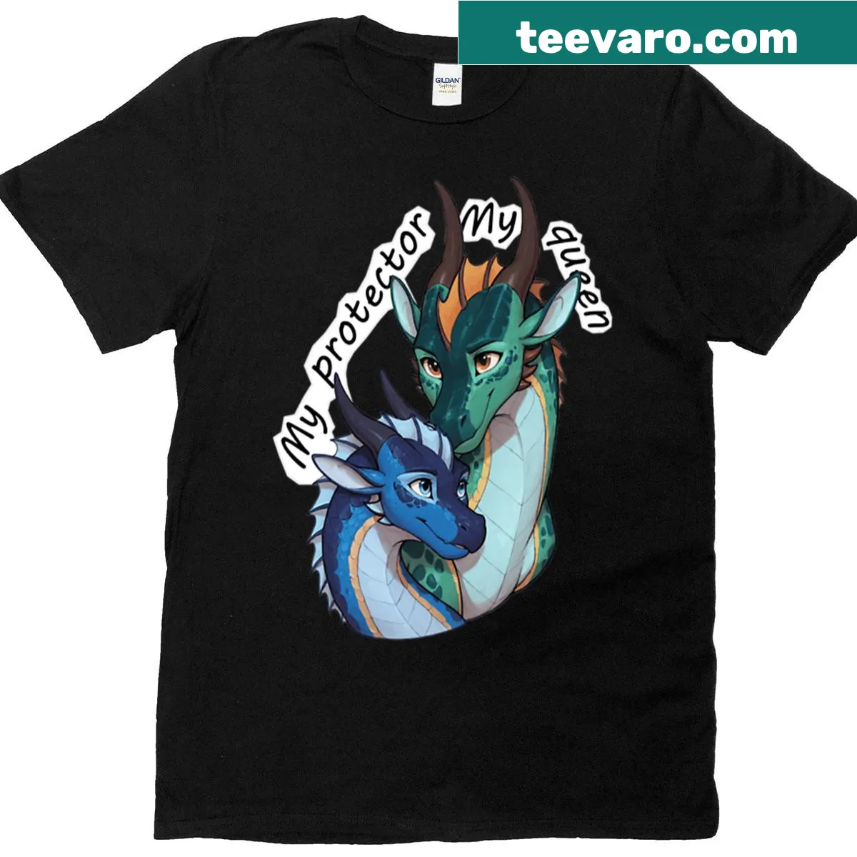 Graphic of a protector and queen with wings on t-shirt — on a men's t-shirt